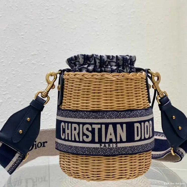 Hot Dior Bag Motif Blue Wicker and Bucket Canvas Oblique 0508